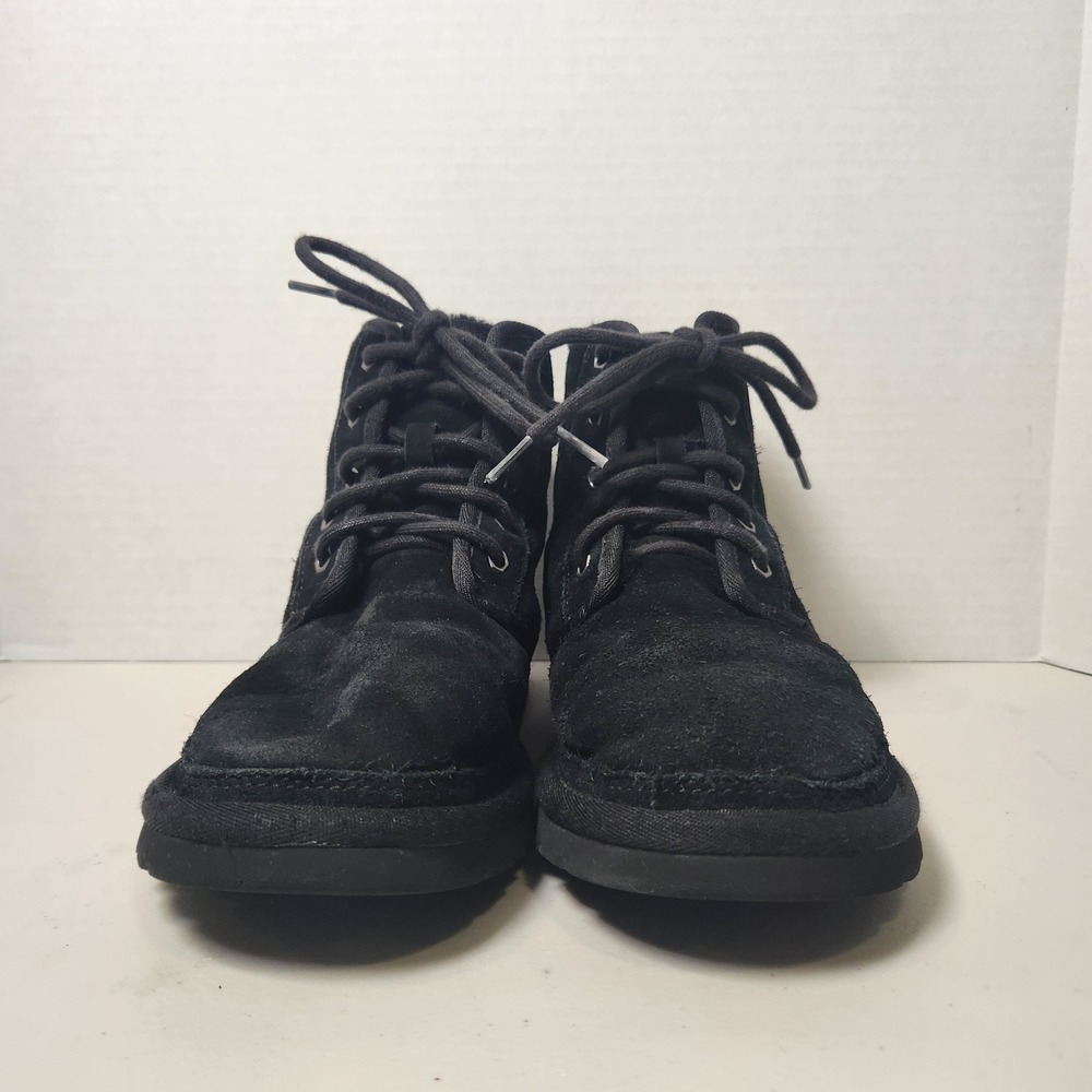 Ugg Neumel High Chukka Boots Men's 6 Black Suede Sheepskin‎ Ankle Lace Up